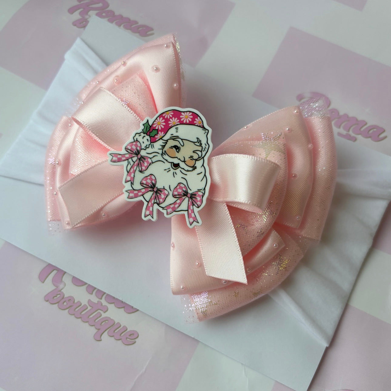 Pink Santa Bow