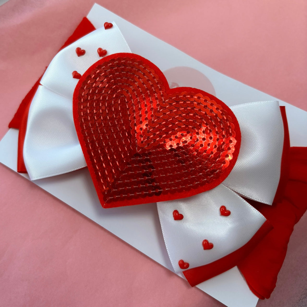 XL Sequin Heart Bow