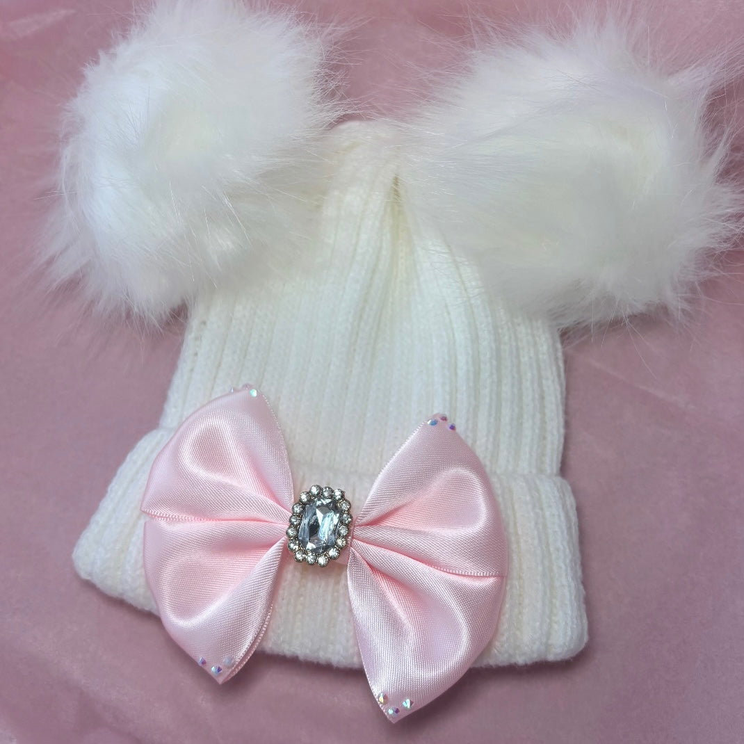 Double pom pom princess hat