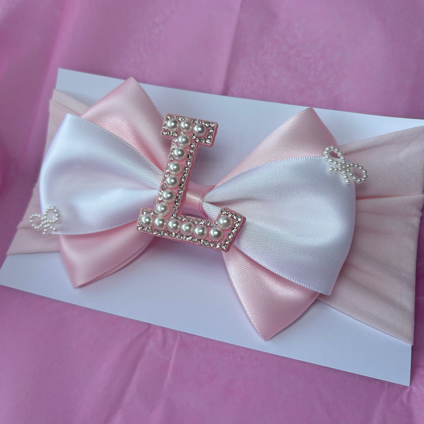 Pink initial headband