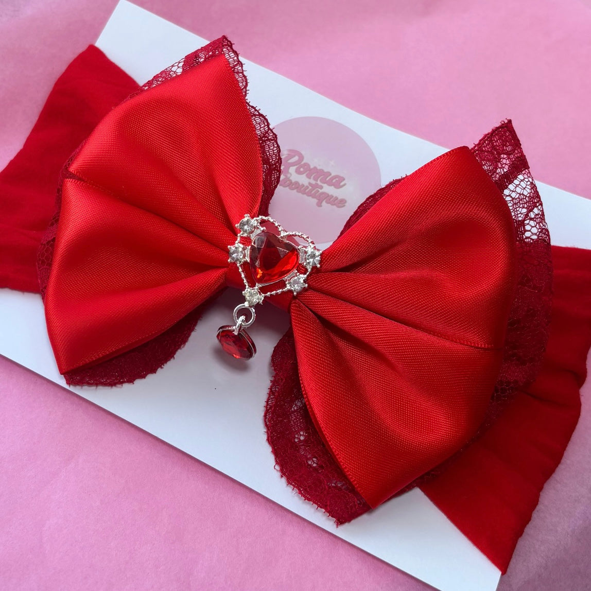Lace Heart Bow