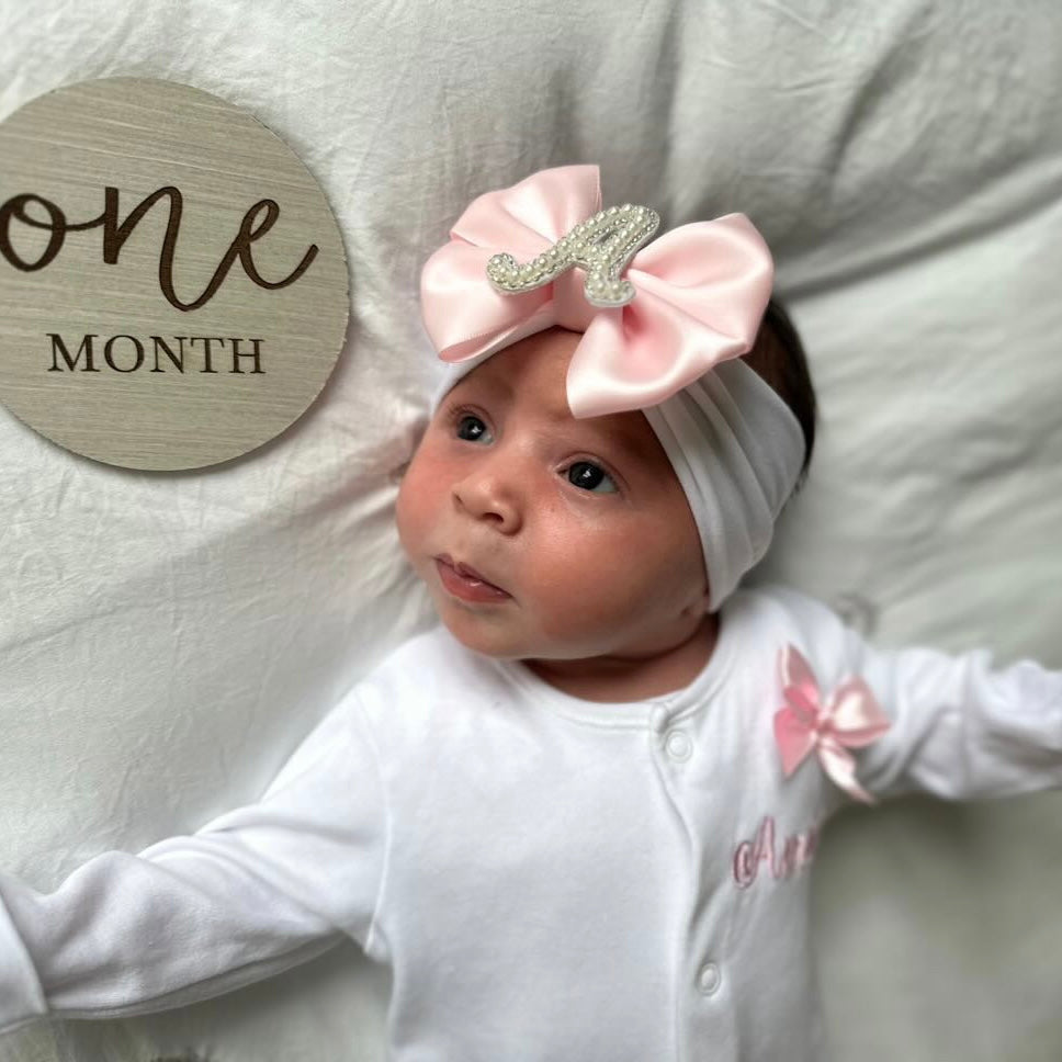 Swirly Initial Headband Bow