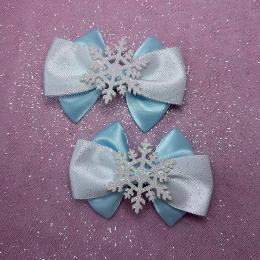 Blue sparkle snowflake pigtails