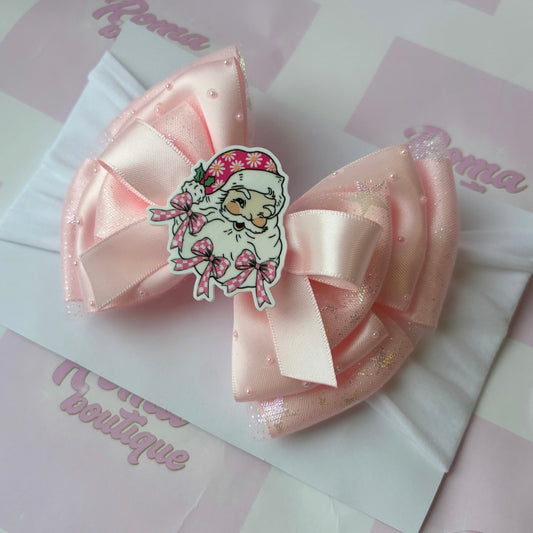 Pink Santa Bow