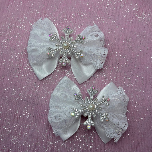 White pearl snowflake pigtails