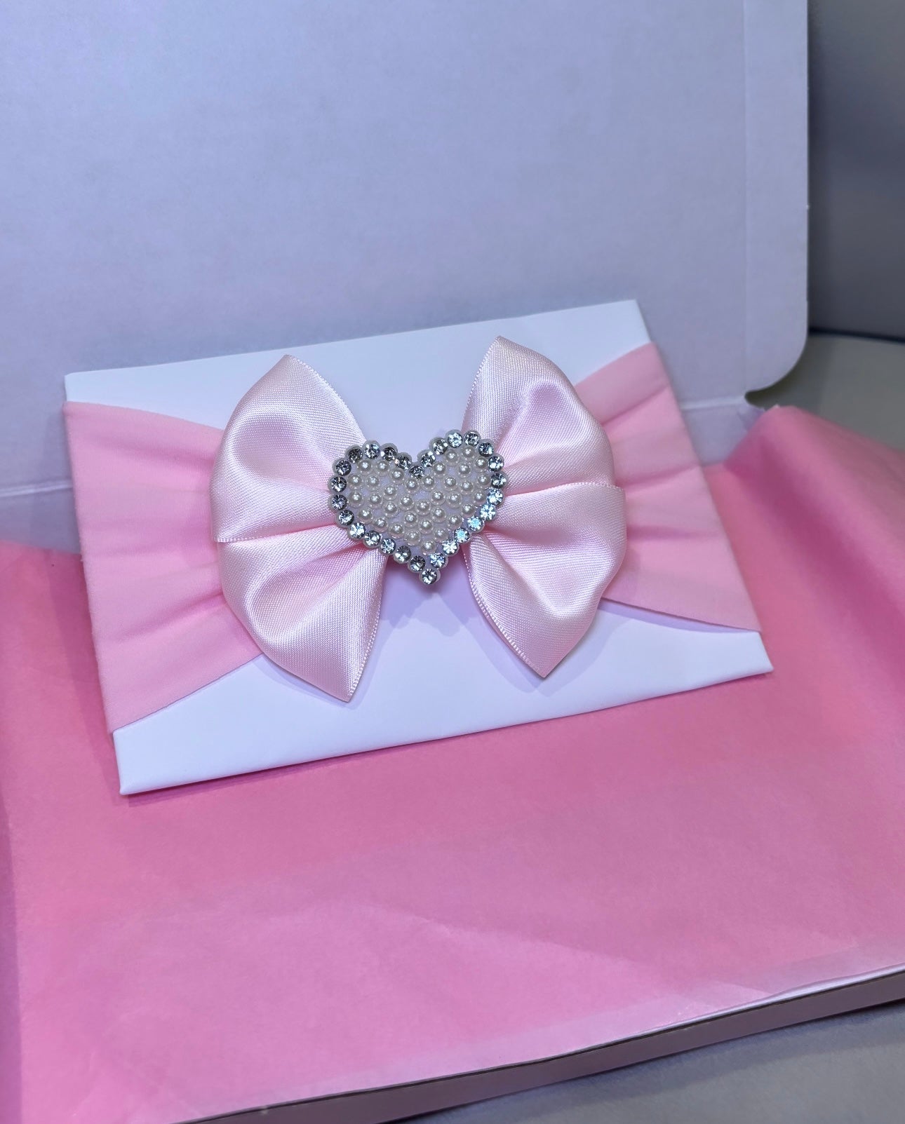 Pearl Heart Headband Bow