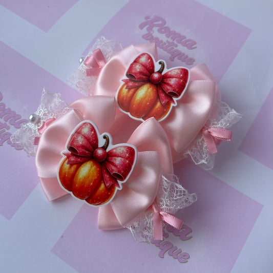 Pink Pumpkin Bow Piggies