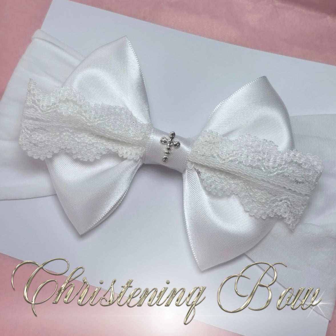 Lace christening headband