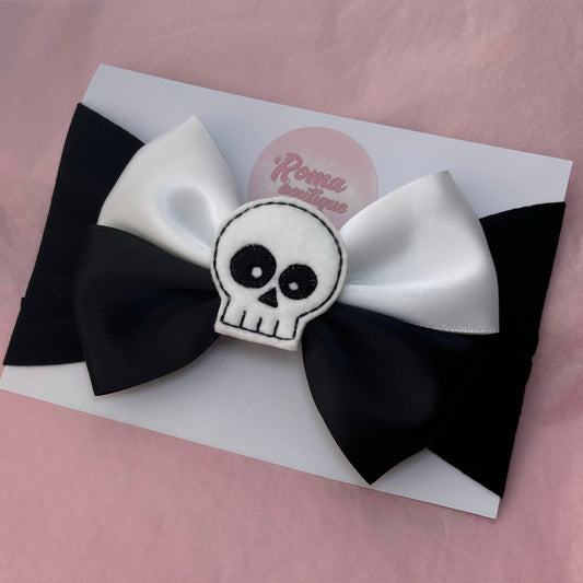 Two Tone Skull Halloween Bow