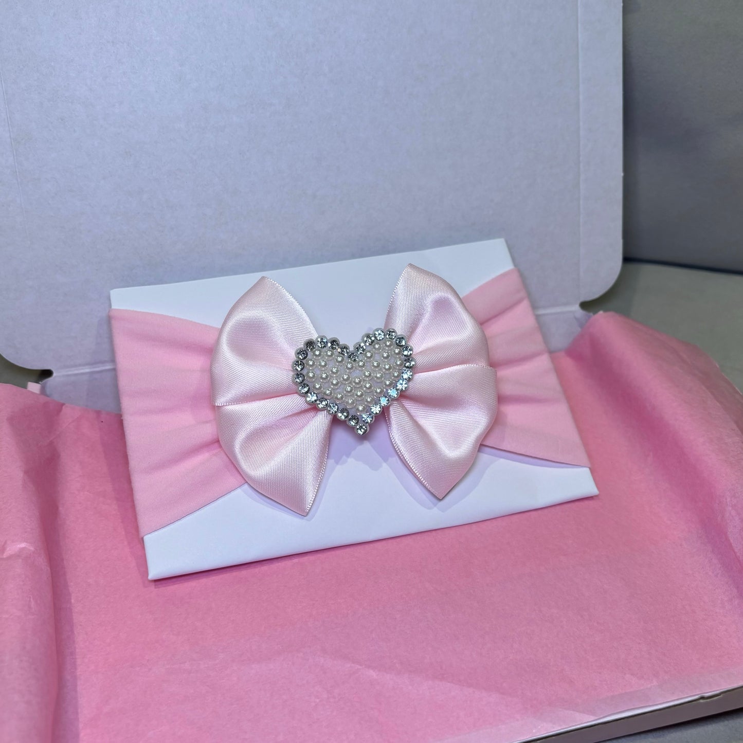 Pearl Heart Headband Bow