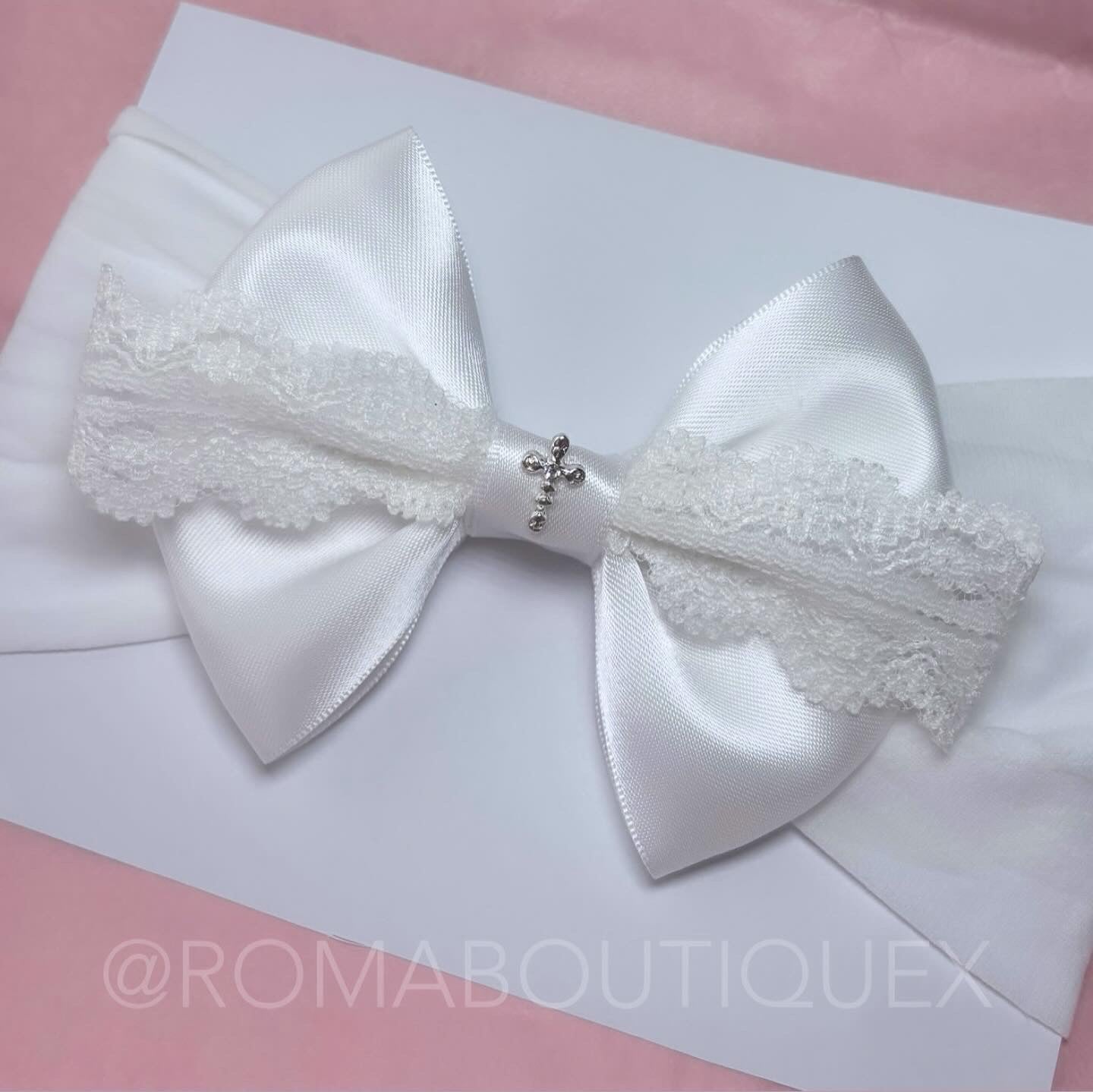 Lace christening headband