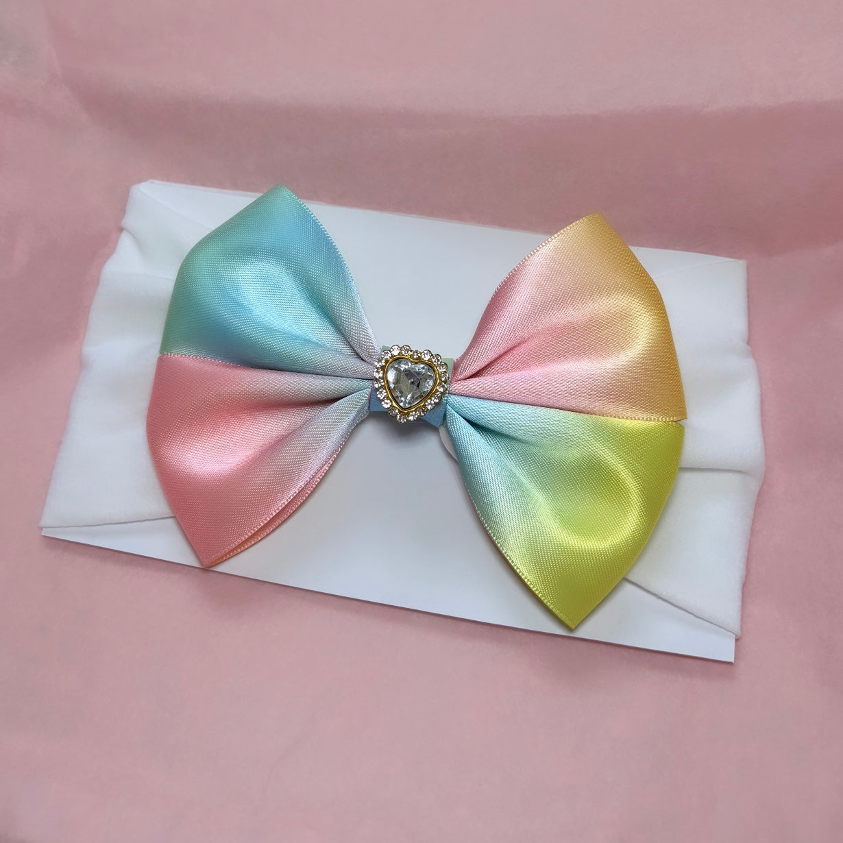 Rainbow Heart Bow Headband