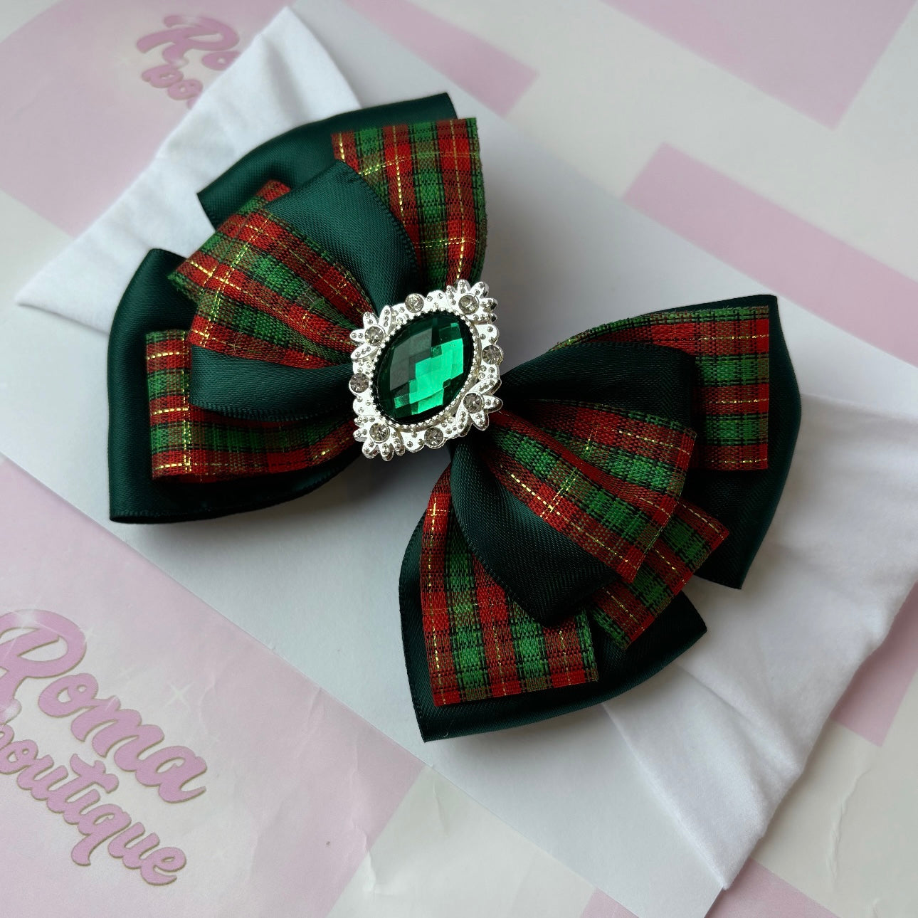 Classic Green Tartan Bow