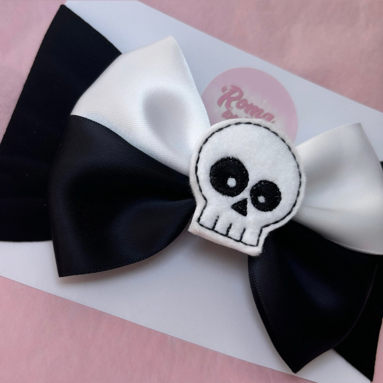 Two Tone Skull Halloween Bow