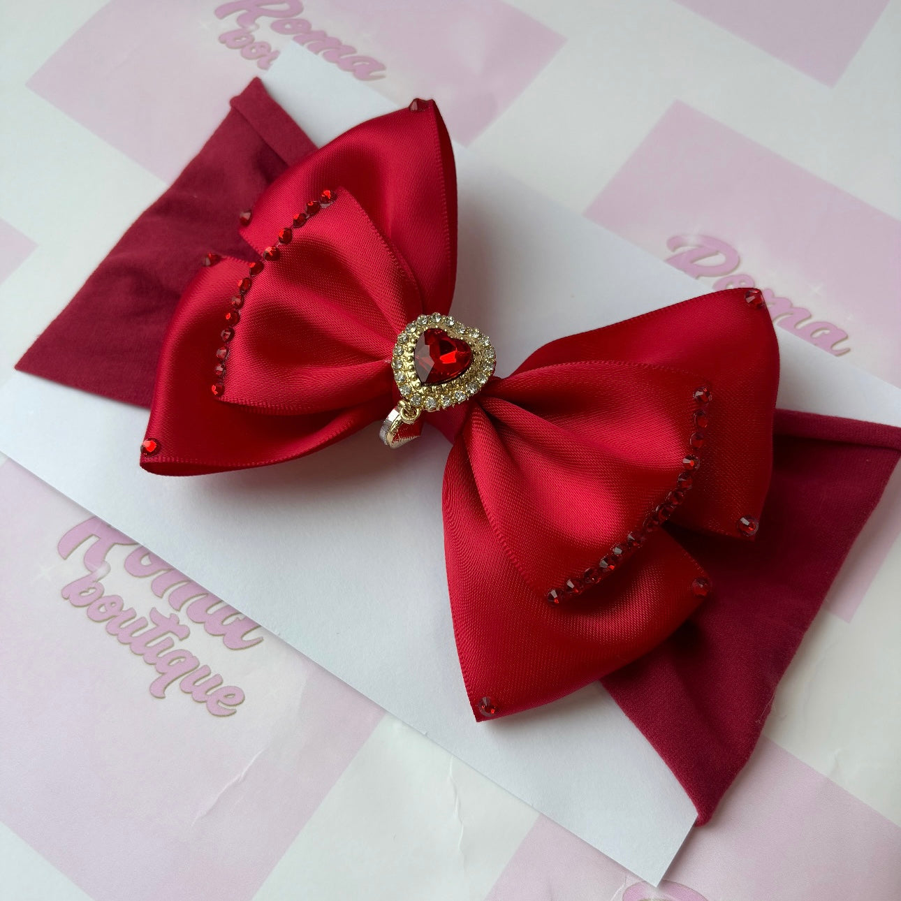 Ruby Red Heart Bow