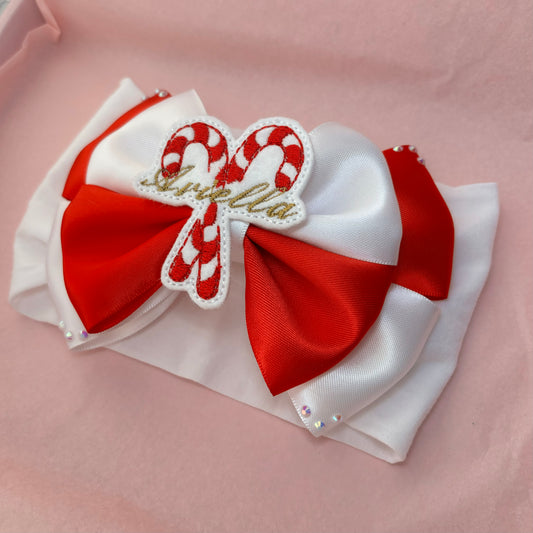 Personalised candy cane bow