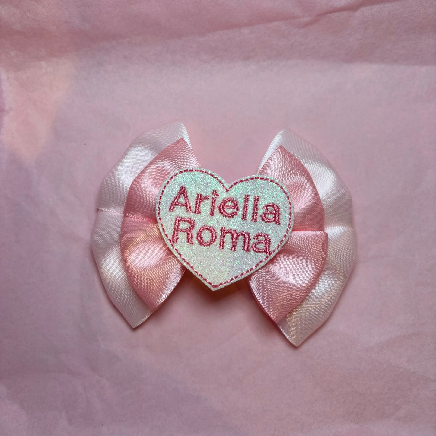 Personalised heart bow clip