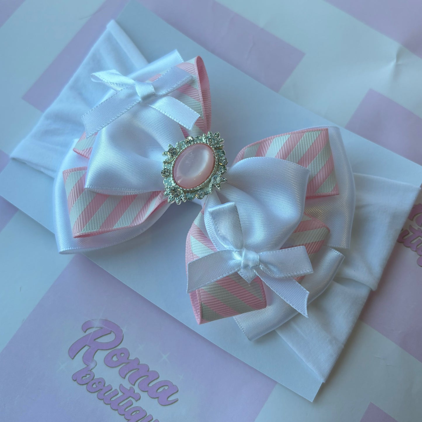 Pink Striped Bow